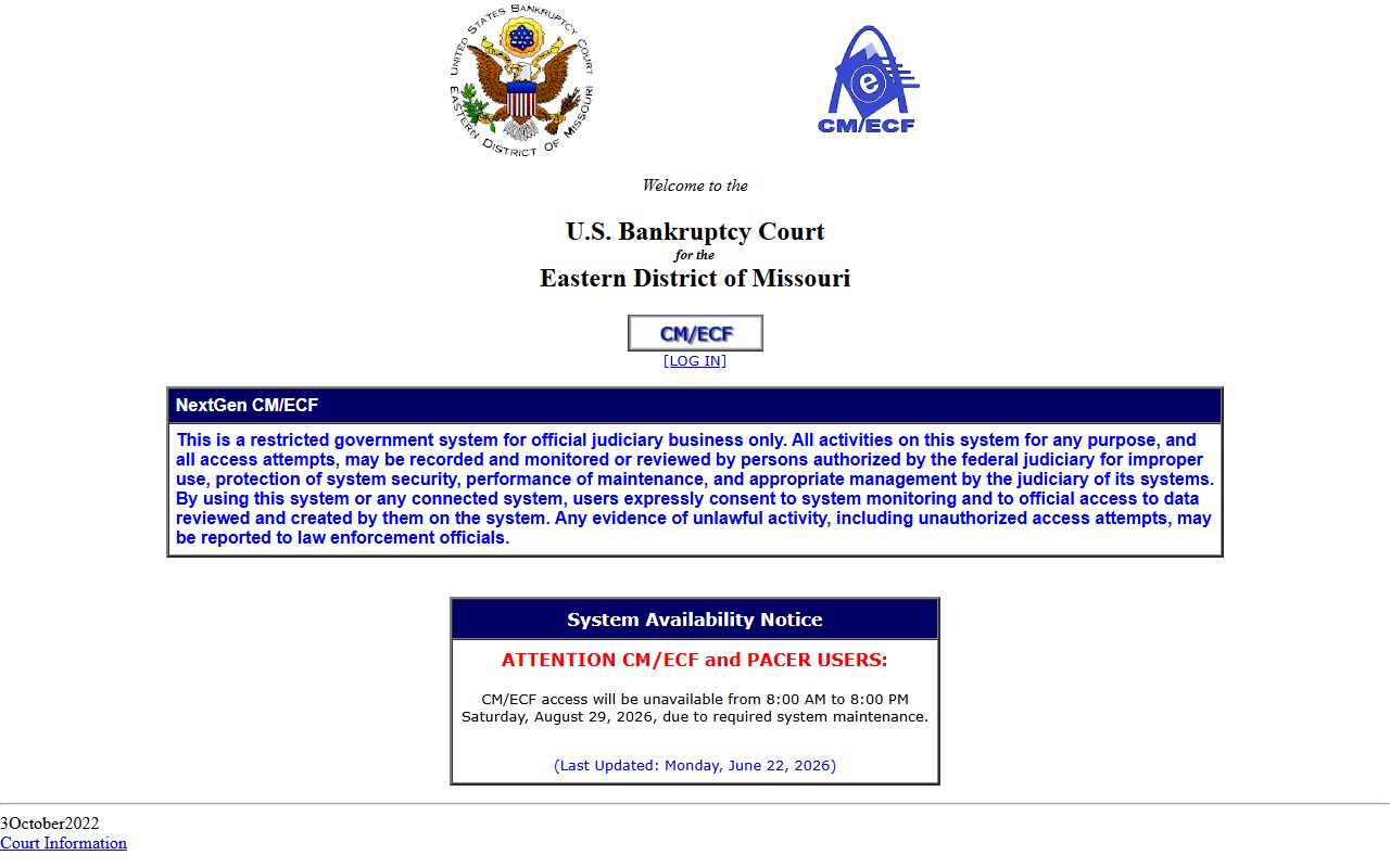 Warren County probate records are separate from federal bankruptcy CM/ECF records