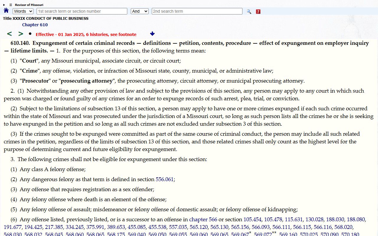 Warren County warrant records Missouri criminal expungement statute